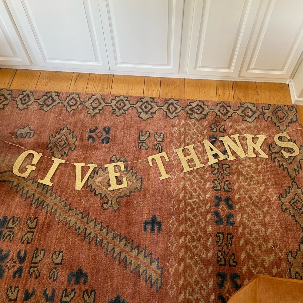 New in package vintage  Pottery Barn Kids "Give Thanks" glitter garland banner